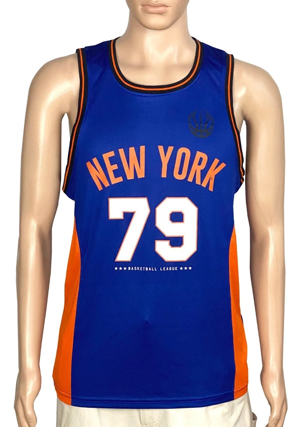 PEP&CO MENS BASKETBALL SLEEVELESS JERSEY T-SHIRT - 4A1 - Royal Blue/Orange, L