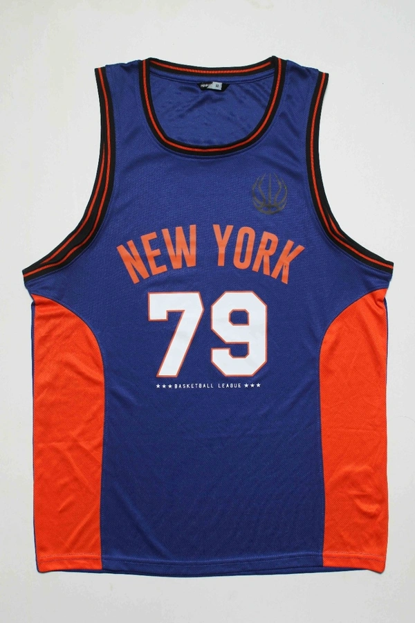 PEP&CO MENS BASKETBALL SLEEVELESS JERSEY T-SHIRT - 4A1 - Royal Blue/Orange, XL