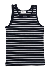 bpc BOYS SLEEVELESS T SHIRT - OB1 - No Option - Navy/Blue/Navy Striped, 12/13 Years