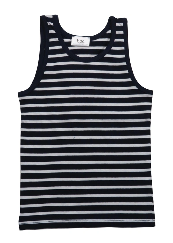 bpc BOYS SLEEVELESS T SHIRT - OB1 - No Option - Navy/Blue/Navy Striped, 12/13 Years