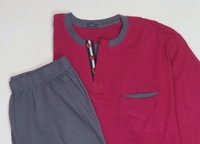IRGE WINTER PYJAMA SET - 8U1 - No Option: Wine Red / Steel Grey Bottom, L