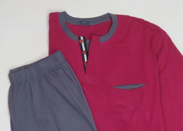 IRGE WINTER PYJAMA SET - 8U1 - No Option: Wine Red / Steel Grey Bottom, L