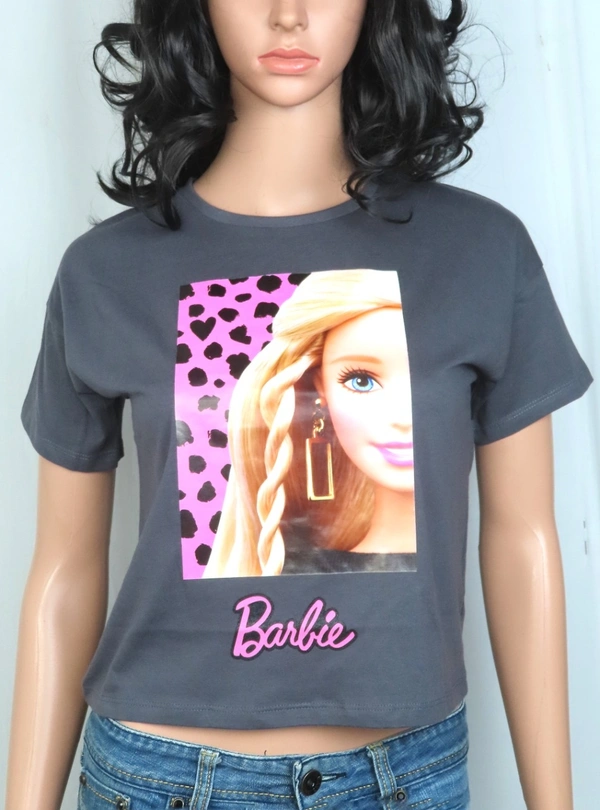 Barbie BARBIE GIRLS PRINTED CROP TOP - 0A1 - Gray, 5 Years
