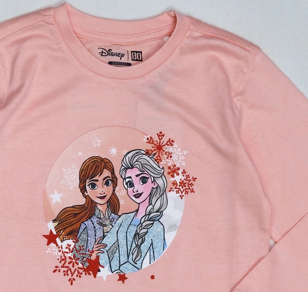 DISNEY GIRLS MODEL PYJAMA SET - 3A1 - PEACH TOP, 6-7 Years