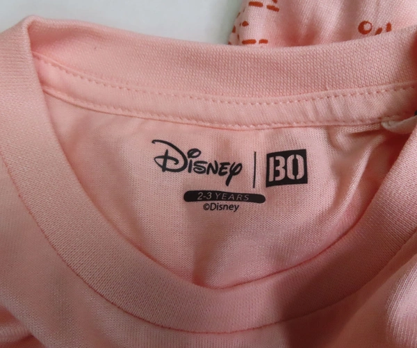 DISNEY GIRLS MODEL PYJAMA SET - 3A1 - PEACH TOP, 6-7 Years