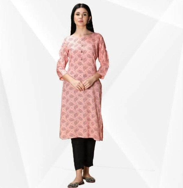 FANCLUB  Rayon Printed Palazzo Set - 118 - Peach AOP, L