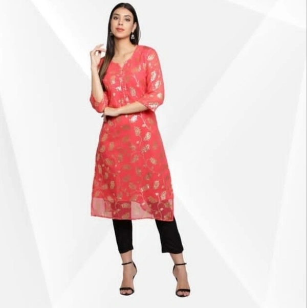 FANCLUB  RED GEORGETTE KURTA - 087 - No Option, XL