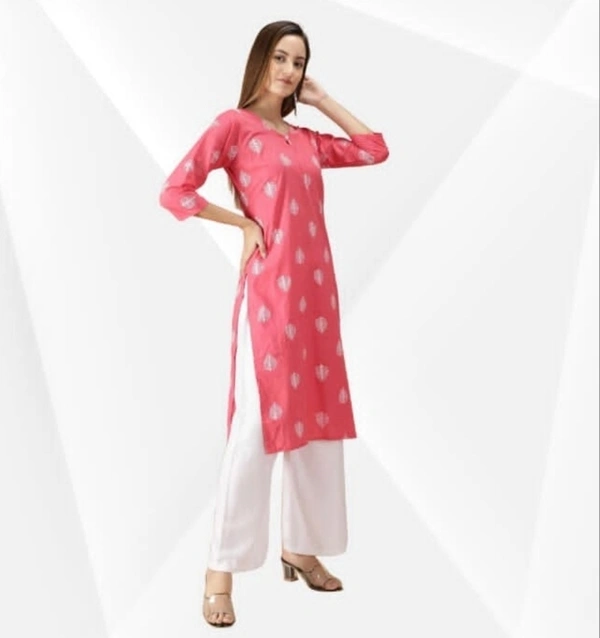 Fabclub  PINK PRINTED KURTA -099 - As image, XXL