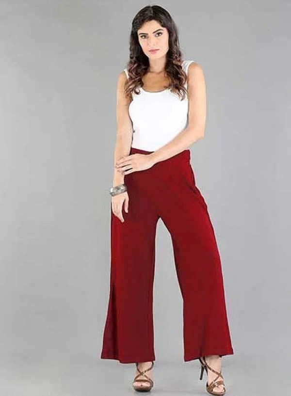FANCLUB  SOLID RAYON PALAZZO - 001 - Red, XL