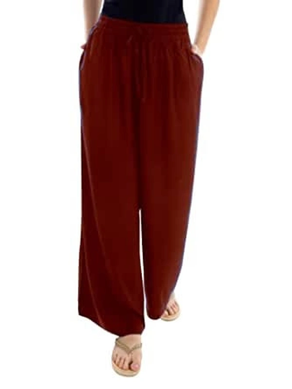 FANCLUB  SOLID RAYON PALAZZO - 001 - Red, XL