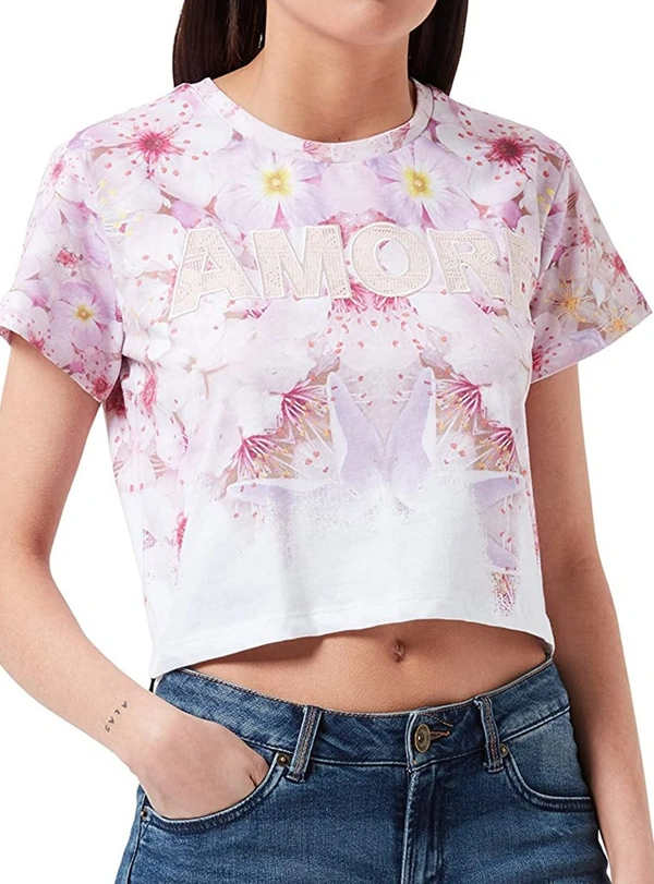 Desigual  DESIGUAL LADIES PRINTED CROP TOP - 4A3 - White AOP, S
