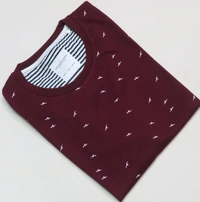SOS Viral Attire  Denin& Flower Printed  Tshirt  - Maroon Aop, M