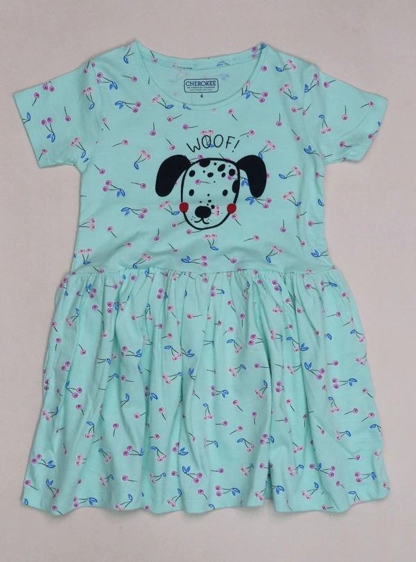 CHEROKEE  Cherokee Girl Printedknit Dress - Green, 4 Year