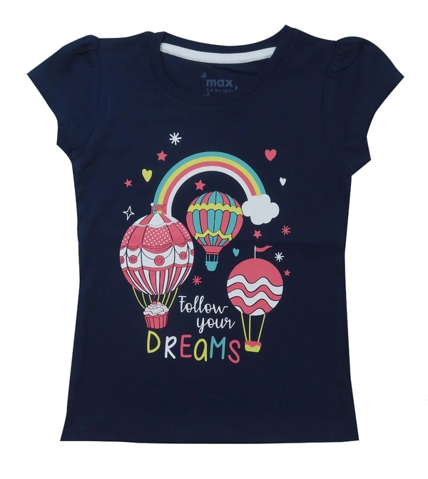 Max Girl Printed Tshirt  -RA1  - Olive Green, 3-4y