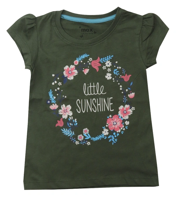 Max Girl Printed Tshirt RA1  - Green, 2-3y