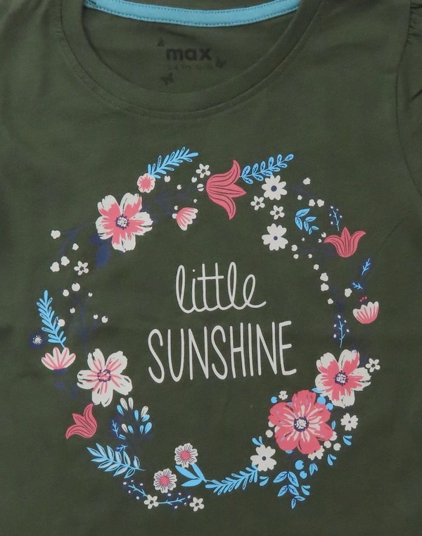 Max Girl Printed Tshirt RA1  - Green, 2-3y