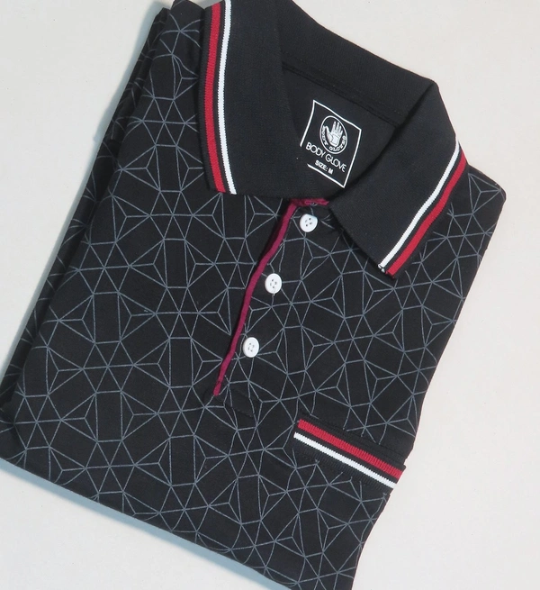 BODY GLOVE PRINTED STRETCH POLO 3A1 - BLACK AOP, S, Polo T Shirt