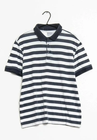 RESERVED MENS PRINTED STRIPED POLO 8A2 - Navy/ white striped, XXL