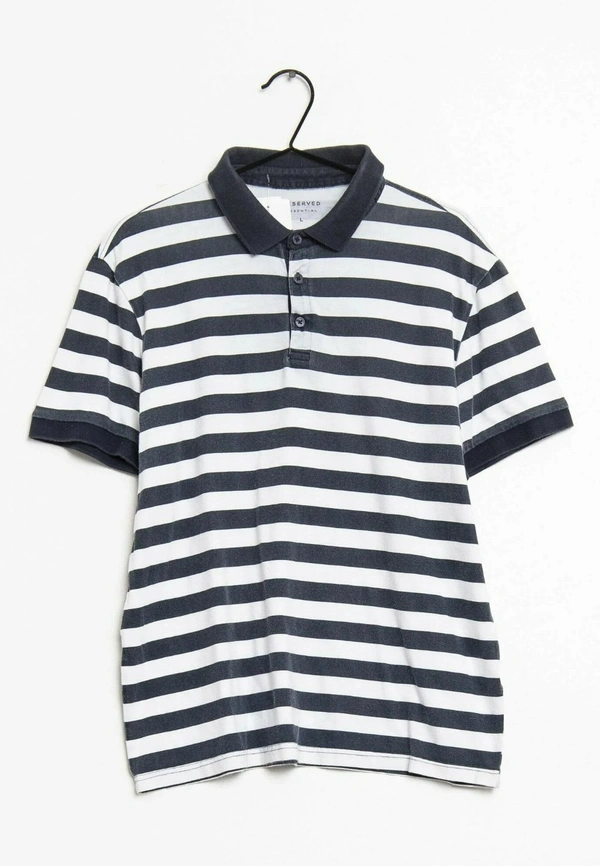 RESERVED MENS PRINTED STRIPED POLO 8A2 - Navy/ white striped, XXL