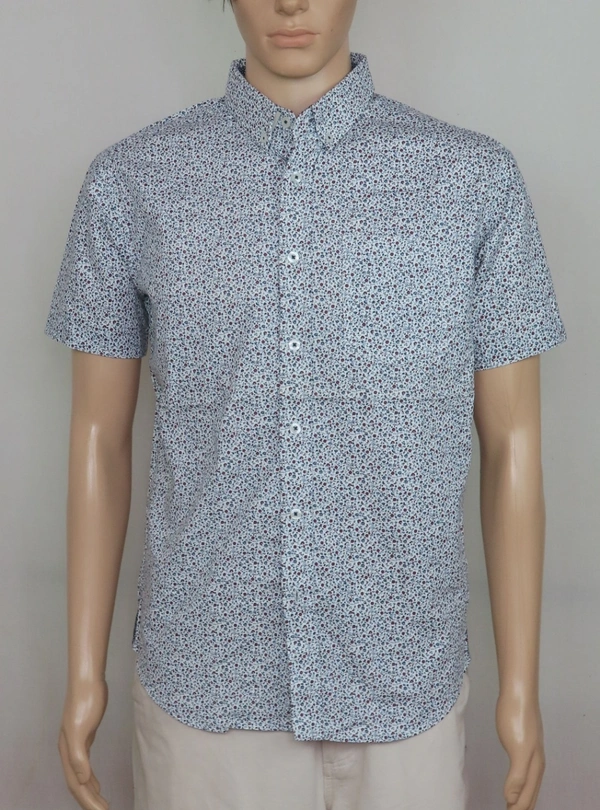 ELGHTHAVENUE MENS SLIM FIT COTTON SHIRT 4W6 - White AOP, XL