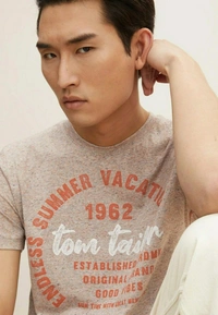 TOM TAILOR PRINTED TSHIRT  5E1 - Ecru, M
