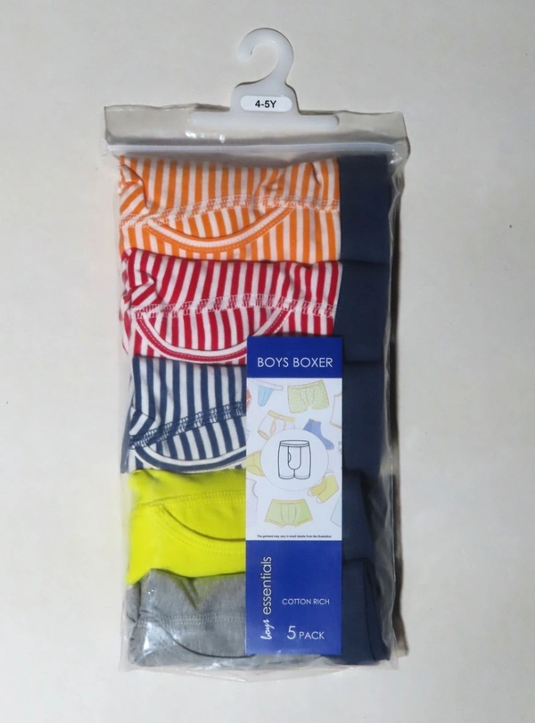 S4S ATTIRE  PRIMARY BOYS STRETCH 5 PACK BOXER SHORTS 5A6 - MIXED COLOURS, 10 Years