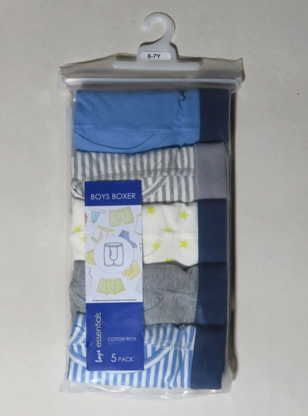 S4S ATTIRE  PRIMARY BOYS STRETCH 5 PACK BOXER SHORTS 5A6 - MIXED COLOURS, 12 Years