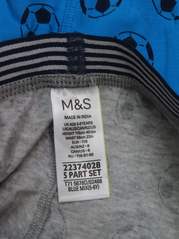S4S ATTIRE  M&S BOYS 5 PACK BOXERS 5A6 - MIXED, 13/14 Years