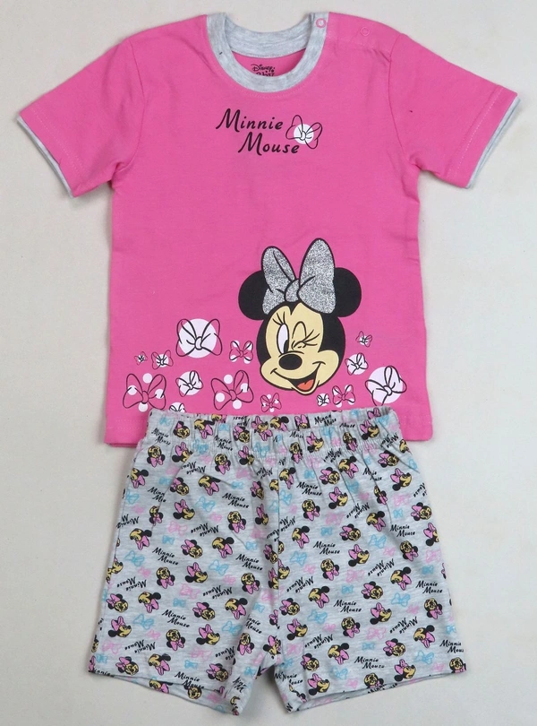 DISNEY BABY GIRLS  SHORT  SET 5A1 - Pink Top n Grey Melange Aop, 36