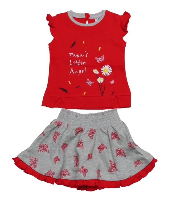 BOOCHEE BABY GIRLS  2PC SET (Tshirt+skiru - Wild Watermelon, 0/3m