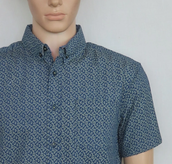 EIGHTHAVENUE MENS SLIM FIT COTTON SHIRT 4N3 - Navy AOP, S