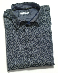 EIGHTHAVENUE MENS SLIM FIT COTTON SHIRT 4N3 - Navy AOP, XL