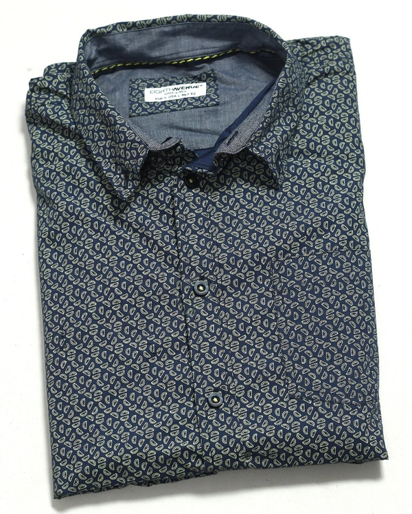 EIGHTHAVENUE MENS SLIM FIT COTTON SHIRT 4N3 - Navy AOP, XL