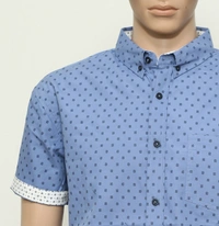 EIGHTHAVENUE MENS SLIM FIT COTTON SHIRT 4B4 - Blue AOP, S