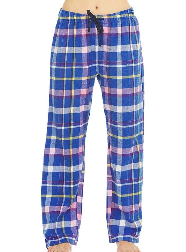 CARNIVAL INTIMATES CARNIVAL LADIES FLANNEL LOUNGE PANTS 7K1 - Blue/Yellow Checked, S