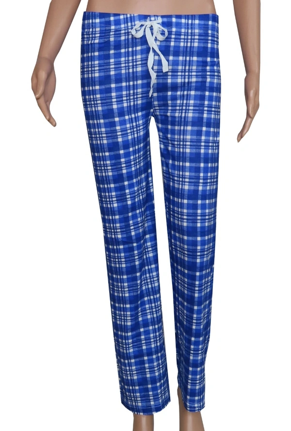MAX LADIES PRINTED NIGHT PANT CD1 - L, Blue Checks