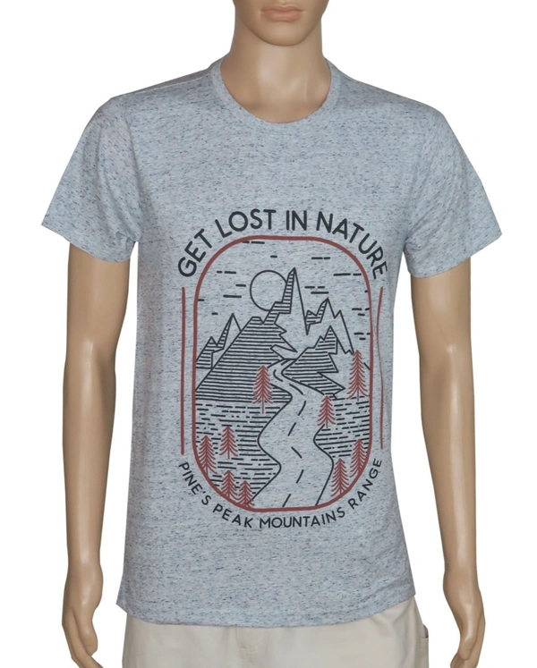 S4S MENS GRINDLED YARN TSHIRT  5D2 - Grey Melange/ Lost in Nature, M