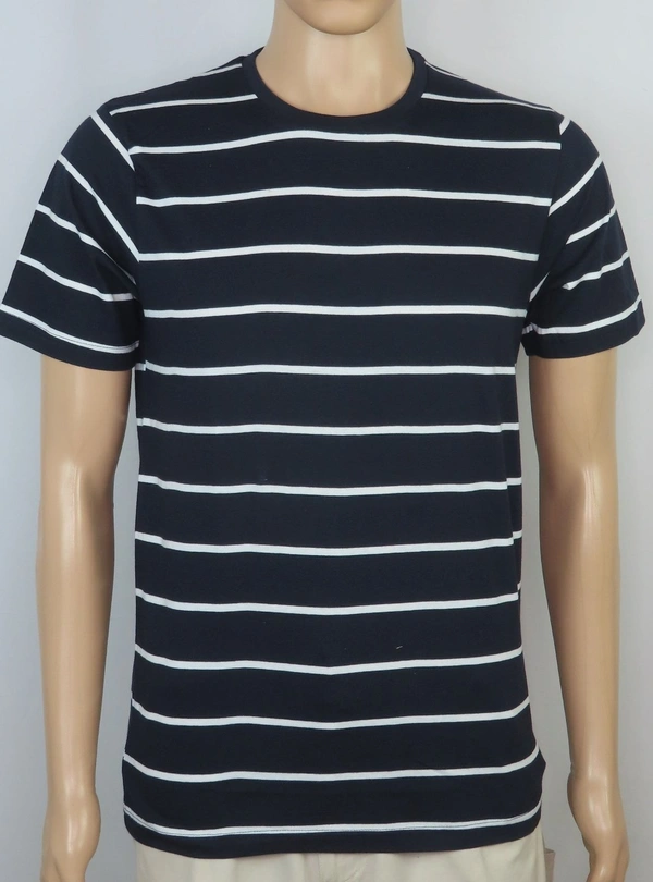 CACTUS MAN PRINTED T SHIRT 3A1 - Navy/White Thin Striped, M