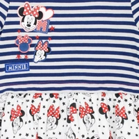 MINNIE MOUSE GIRLS PRINTED DRESS 0B1 - White Blue AOP, 5 Years