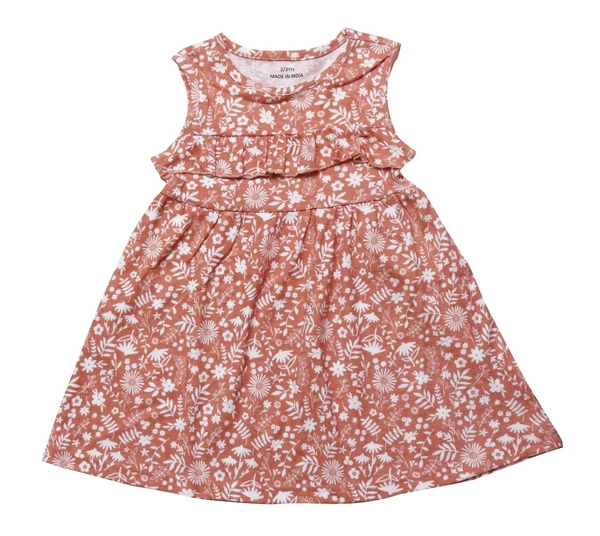 George  GIRLS PRINTED DRESS 88A - Peach AOP, 2/3 Years