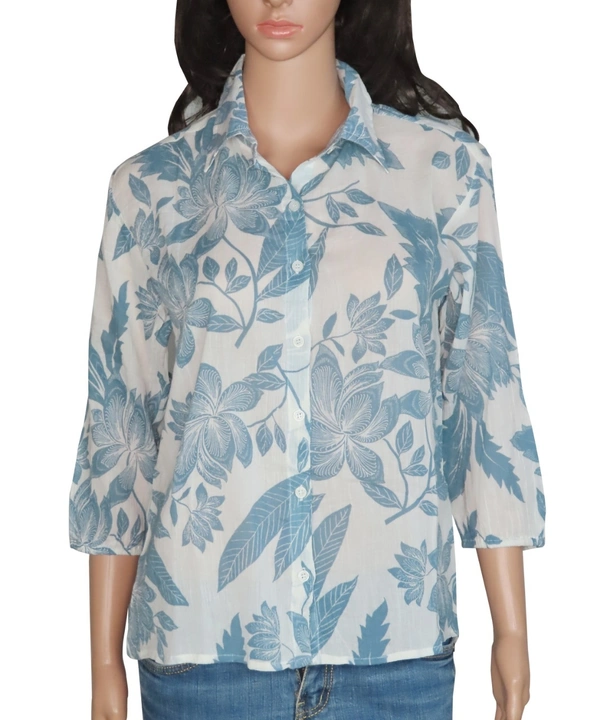 AVINI LADIES  PRINTED  CREPE WOVEN SSIRT 4A2 - white AOP, XL