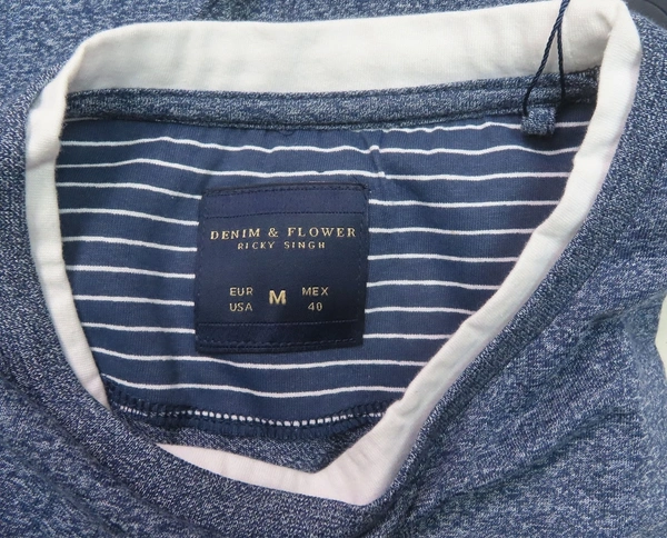 #M9872A2 Denim & Flower DENIM & FLOWER GRINDLE YARN T SHIRT 2A2 - Grindled Navy, S