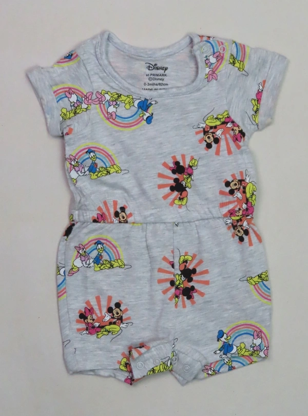 DISNEY (PRIMARK) DISNEY BABY GIRLS PRINTED DUNGAREE 9B2 - Grey Melang, 12-18m