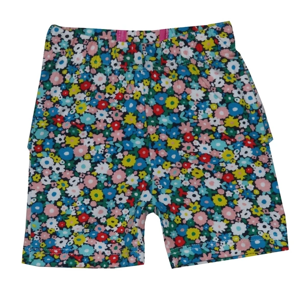 neutral BABY GIRLS KNIT SHORTS  WITH FGILL TRIMS 7B1 - Green Floral Aop, 12/18m