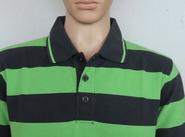 VAN VAAN MENS STRIPED POLO 784 - Green, M