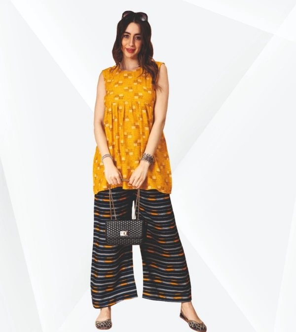 Fanclub Rayon Printed Flared Kurta For Women 127 - Mustard Yellow, L