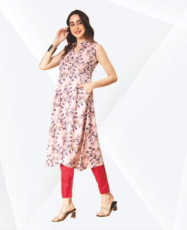Fanclub  Cotton Leaf Printed A - Line Kurta Set For Women MRN - As image, XL