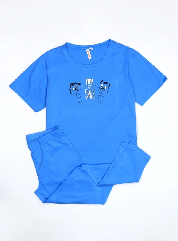 Zivame ZIVAME LADIES PRINTED PYJAMA SET 4A3 - Blue, L