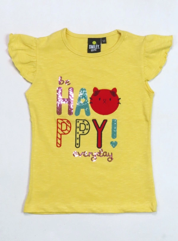 SMILEY  GIRLS  SEQUINNED 5A1 - Yellow, 7-8y