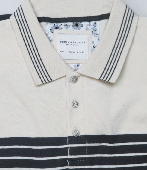 DENIM & FLOWER STRIPED POLO 2A1 - As image, XL